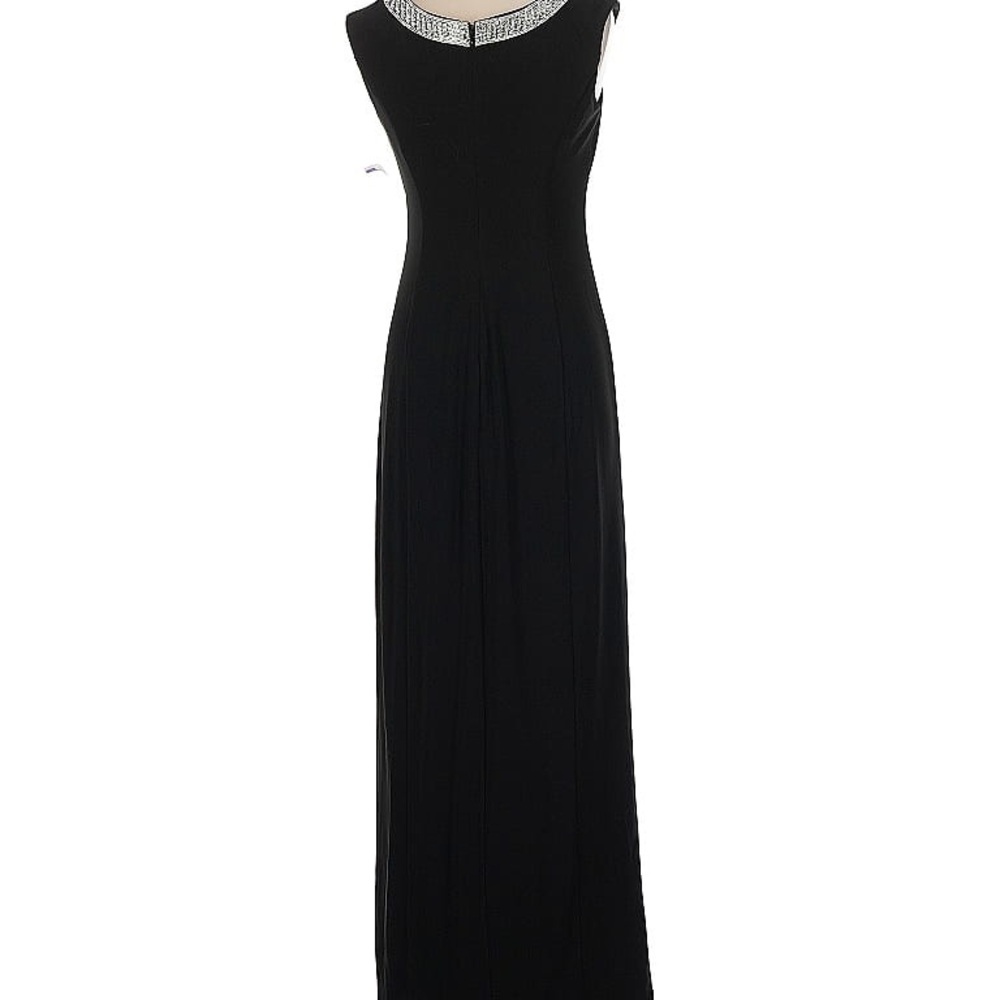 Alex Evenings Black Maxi Dress with Silver crystal Accents